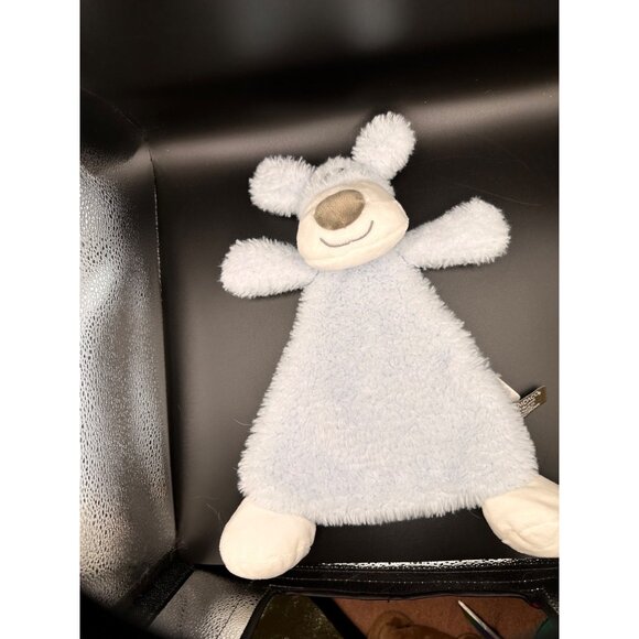 Demdaco Nat & Jules Baby Lovey Blanket Blue White Puppy Flat-a-Pat Rattle 15” - Picture 3 of 11